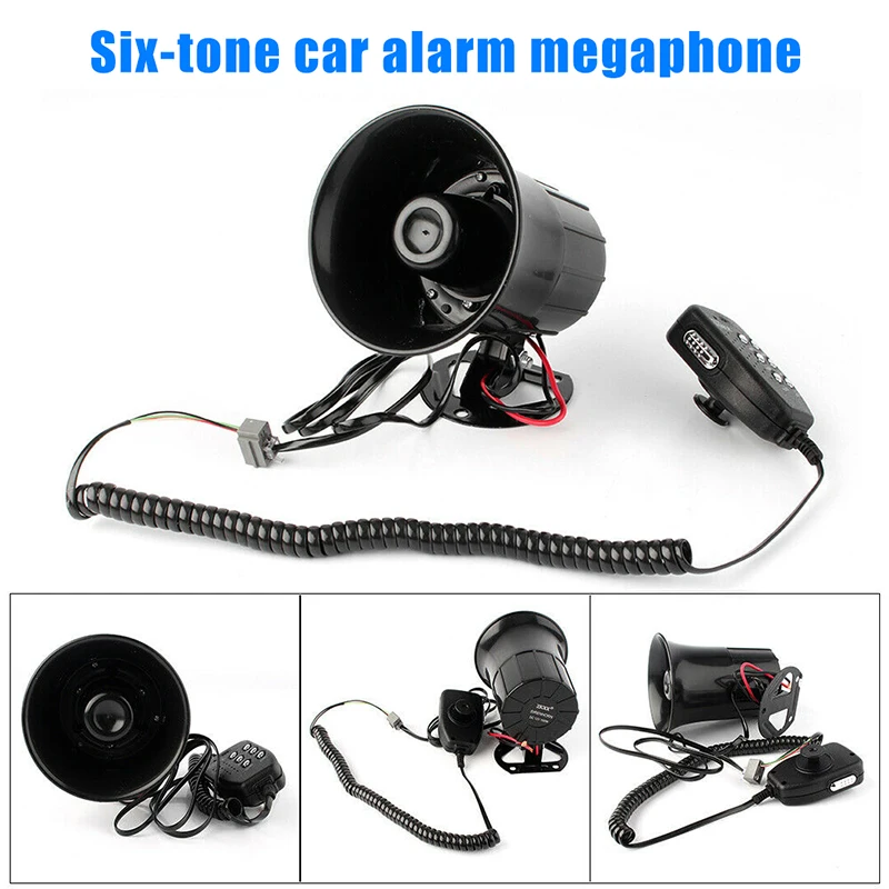 Spot Car Warning Alarm Fire Siren Horn PA Speaker MIC System 6 Sound