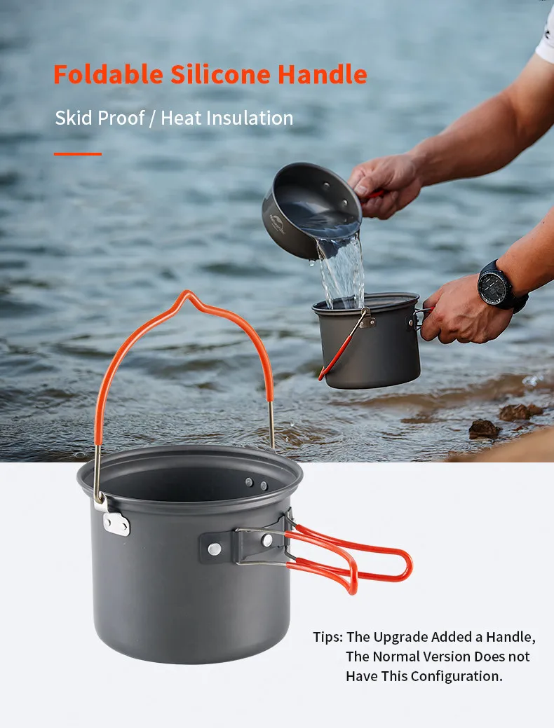 Naturehike Открытый Кемпинг кухонная посуда набор 4-в-1 Кемпинг горшок набор Cubierto Plegable Кемпинг Сверхлегкий портативный Открытый использование