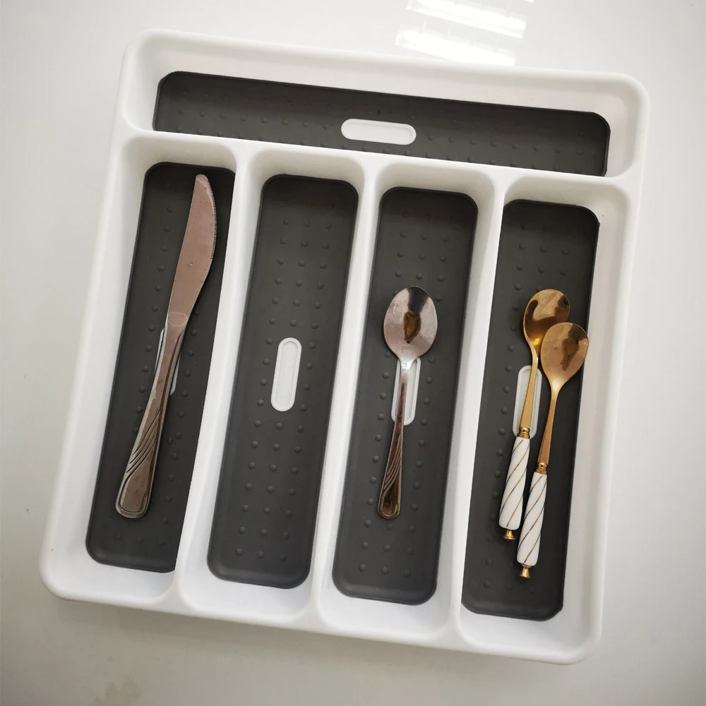 Kitchen Drawer Organizer Tray Cutlery Tray Utensil Tableware Separation Storage Box Cutlery for Spoon Fork Knife Shelf Bandeja