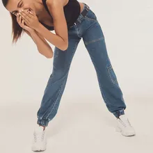 Women loose Jeans Fashion Pocket Jeans Denim Female Mid Waist Spliced Sexy Harem Pants женские джинсы jeans mujer sea4