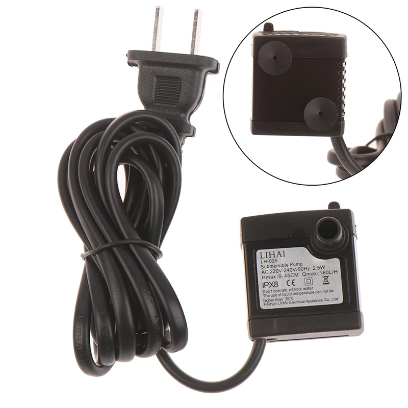 1 Uds acuario fuente de aire de estanque de peces Accesorios para tanque 220V 3W sumergible de bomba de agua Micro AC enchufe de la UE de alta calidad
