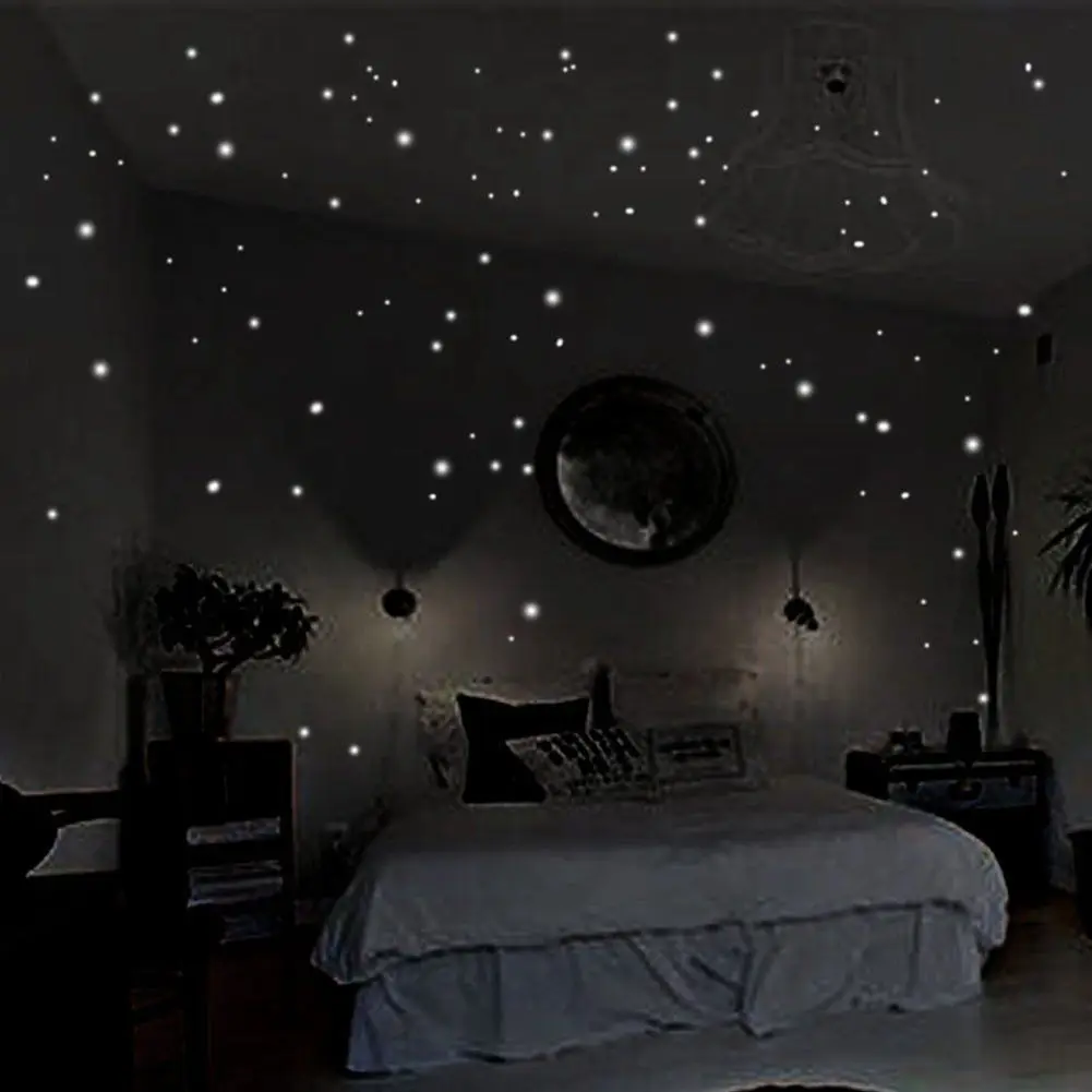 

Wall Stickers Kid Bedroom Room Decoration Glow In The Night Round Dot Dark Star Stickers Luminous Vinyl Wall Stickers