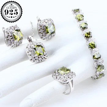 

Wedding Cubic Zirocnia Jewelry Sets For Women Silver 925 Jewelry Costume Stone Earrings Bracelet Ring Necklace Pendant Set