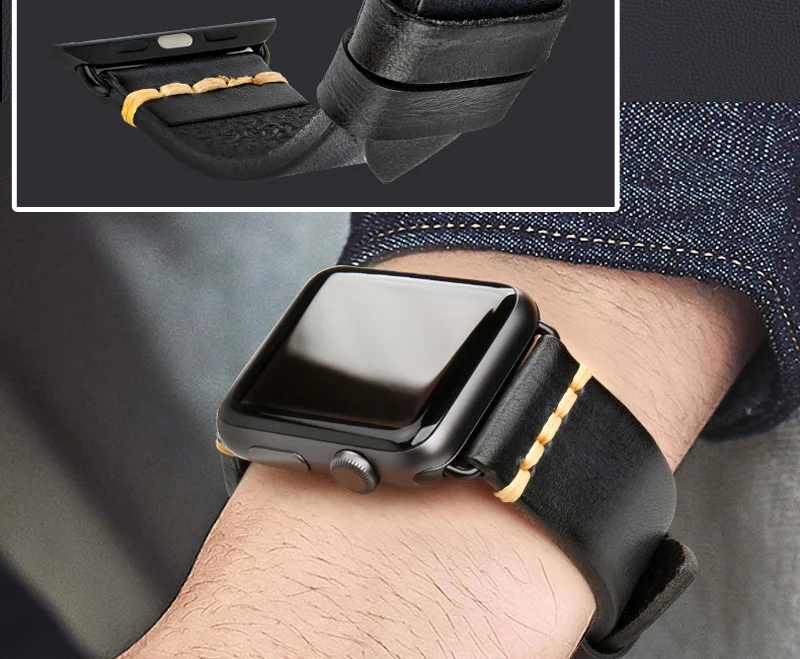 Новые аксессуары для часов из натуральной кожи для Apple Watch 42 мм 44 мм и ремешок для Apple Watch 38 мм 40 мм сменные браслеты