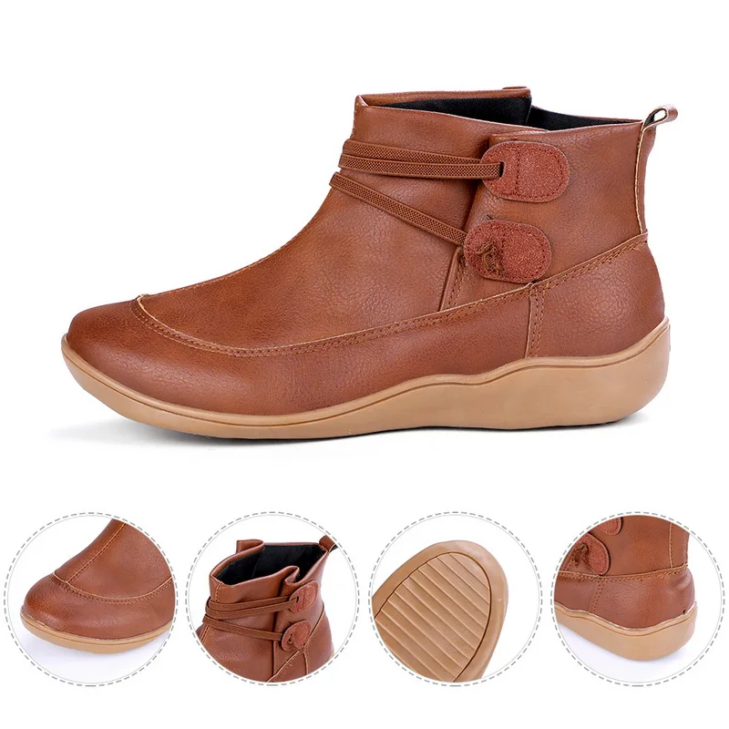 WENYUJH/женские короткие зимние ботинки весенние ботильоны из натуральной кожи женские короткие коричневые ботинки на меху для женщин, ботинки на шнуровке
