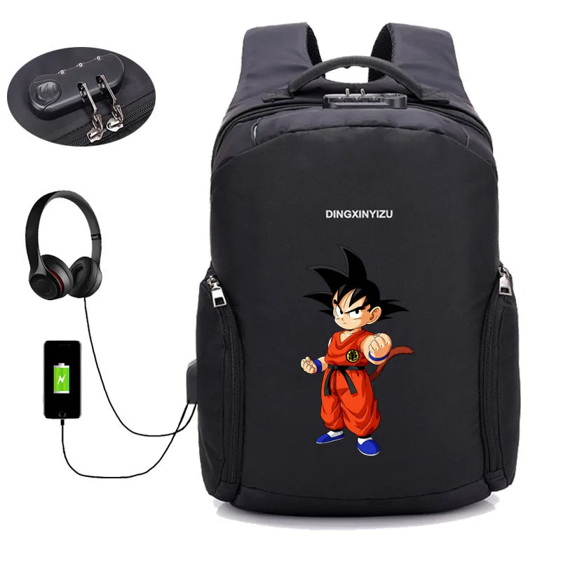 14 anime Dragon Ball Z backpack USB Charge Computer Backpacks Anti-theft bag student book Bags teenagers men women Travel backpack - Цвет: 14