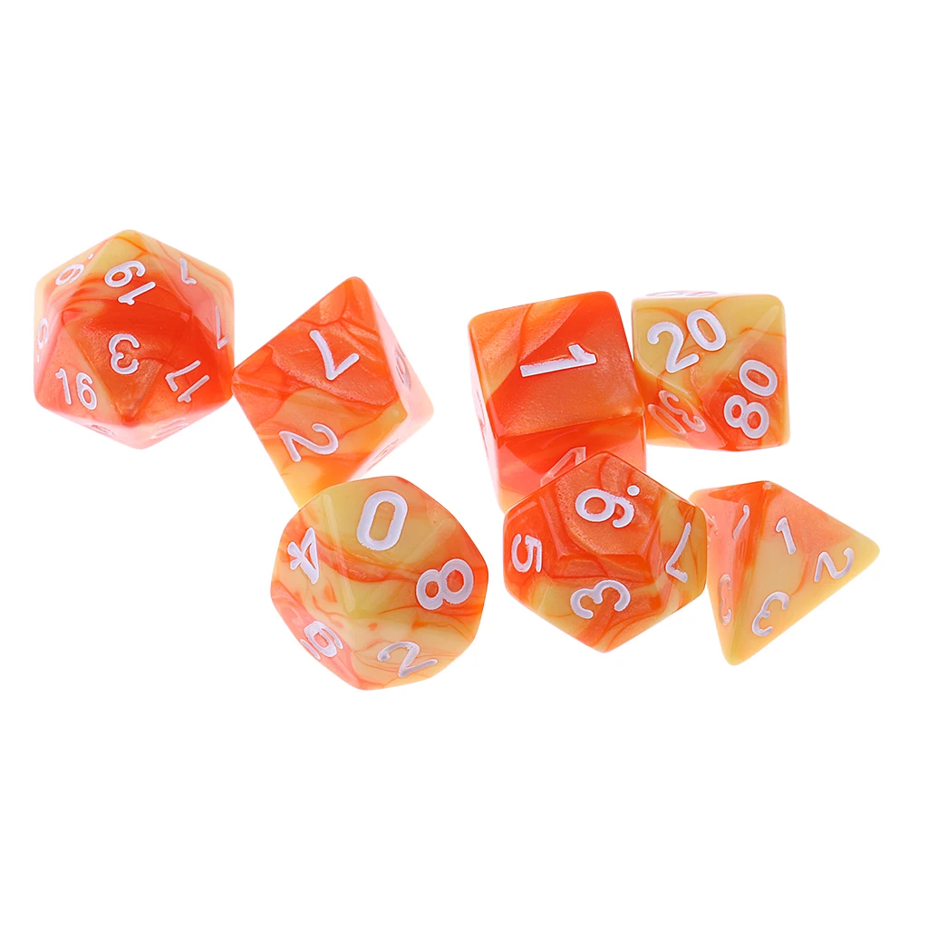 7 Pieces D4 D6 D8 D10 D12 D20 Dices Double-color Multi-Sided Dice Game Cube for Board Game Accessories