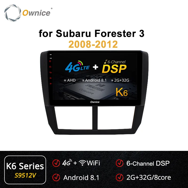 Ownice K1 K2 Octa 8 Core 2 din Android 8,1 автомобильный DVD Радио DVD плеер с JPS и навигацией радио для Subaru Forester 3 XV WRX 2008 2009 - Цвет: S9512 K6