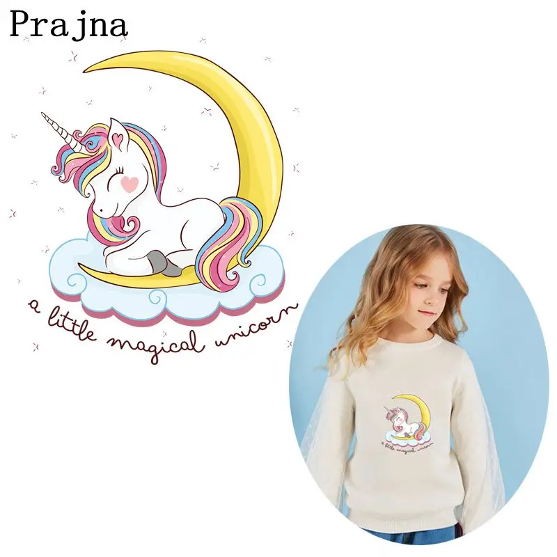 

Prajna Lovely Unicorn Iron On Heat Transfer Vinyl Cartoon Ironing Thermal Sticker On Kids Coat DIY Patches For Clothing Applique