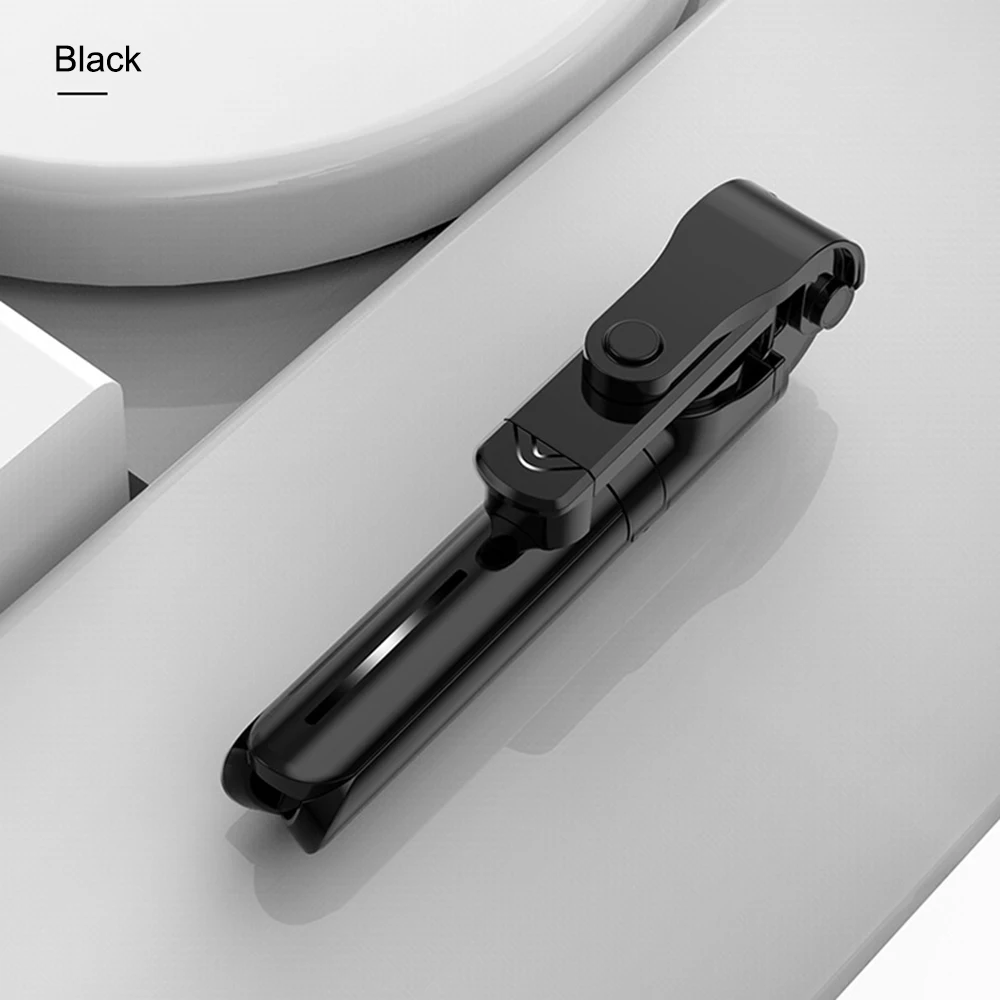 Black Селфи-палка штатив с Bluetooth пультом дистанционного управления Выдвижной Bluetooth селфи-Палка с 360 ° мобильный телефон клип для селфи фото - Цвет: Black