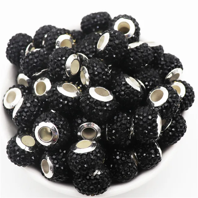20Pcs New Assorted Color Luxury Rhinestone Large Hole Spacer Fit Pandora Charms Bracelet Hair Beads for Women DIY Jewelry Making Big Luxury Color 11