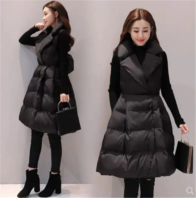 Длинный хлопковый жилет пальто Женская Veste Femme зимняя безрукавка женский жилет А-силуэт элегантная теплая парка жилет женский Z2250