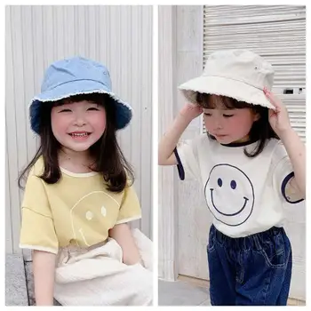 

Children's clothing 2020 summer new products girls Korean version of summer smiling face printing children's short sleeve T-shir