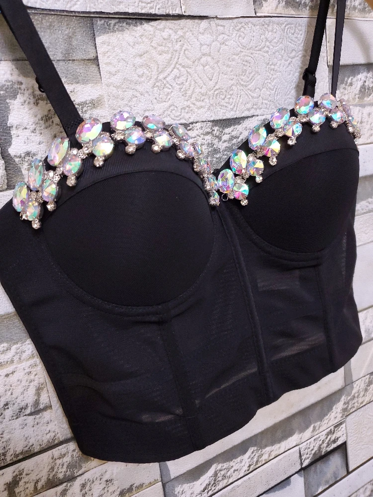 Mesh Corset GOOHO Women's Bustier Crop Top Top Push Up Rhinestone