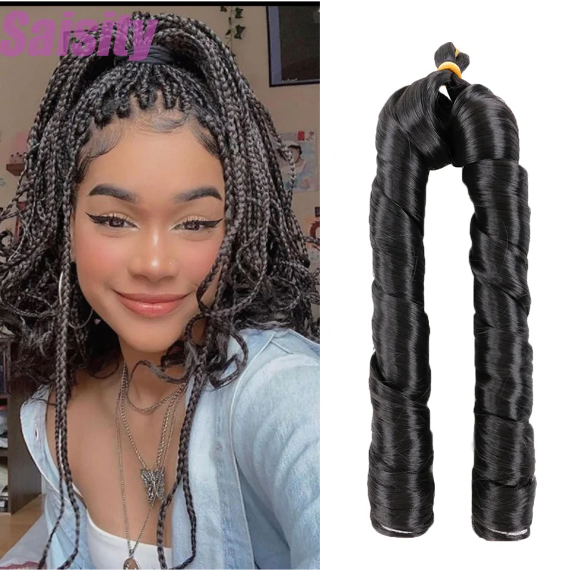 

Saisity 22inch Spiral Curls Crochet Braids Loose Wave Braiding Hair Bulk Synthetic Hair Black Brown Pre Stretched Curly