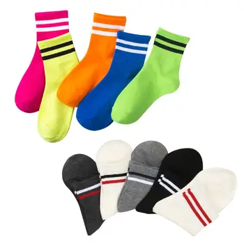 

5Pair/Set Adults Soft Cotton Low Cut Ankle Socks Fluorescent Retro Sports Socks D08E
