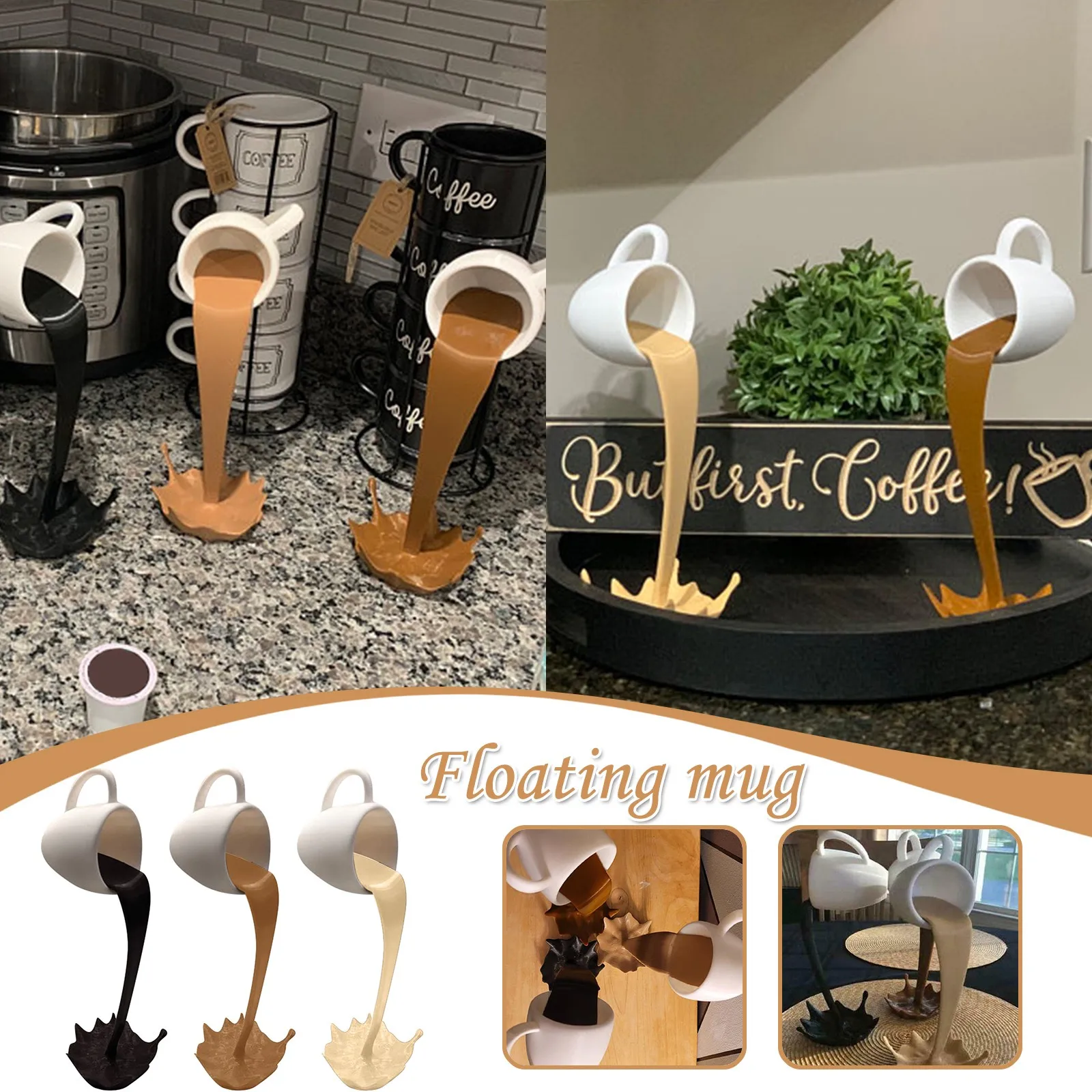 Floating Pouring Liquid Coffee Mug Cup Miniature Home Crafts Ornament Design Resin Decor #P2 | Дом и сад