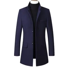 Мужская зимняя теплая длинная парка Homme, черный, синий, серый, красный, мужской деловой Повседневный шерстяной Тренч, стеганая куртка, приталенное длинное пальто, плотное