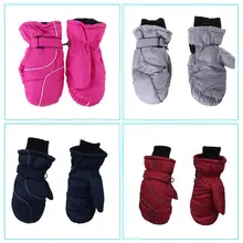 Зимние лыжные перчатки для детей ясельного возраста, водонепроницаемые, ветрозащитные, одноцветные, в стиле пэчворк, утепленные, регулируемые, эластичные варежки, От 5 до 9 лет