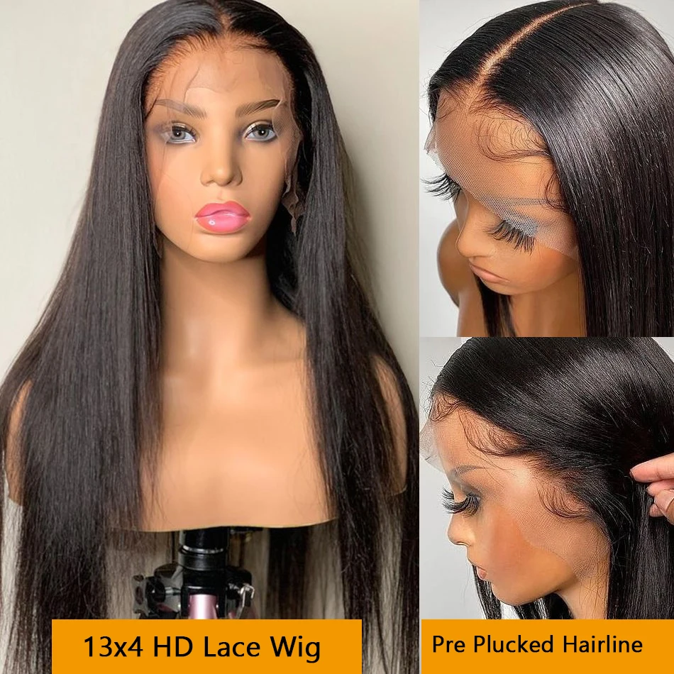 Bone Straight Human Hair Wigs For Women 250 Density Lace Wig Pre Plucked Hd  Lace Front 40 Inch Transparent 13x4 Lace Frontal Wig - Lace Wigs -  AliExpress