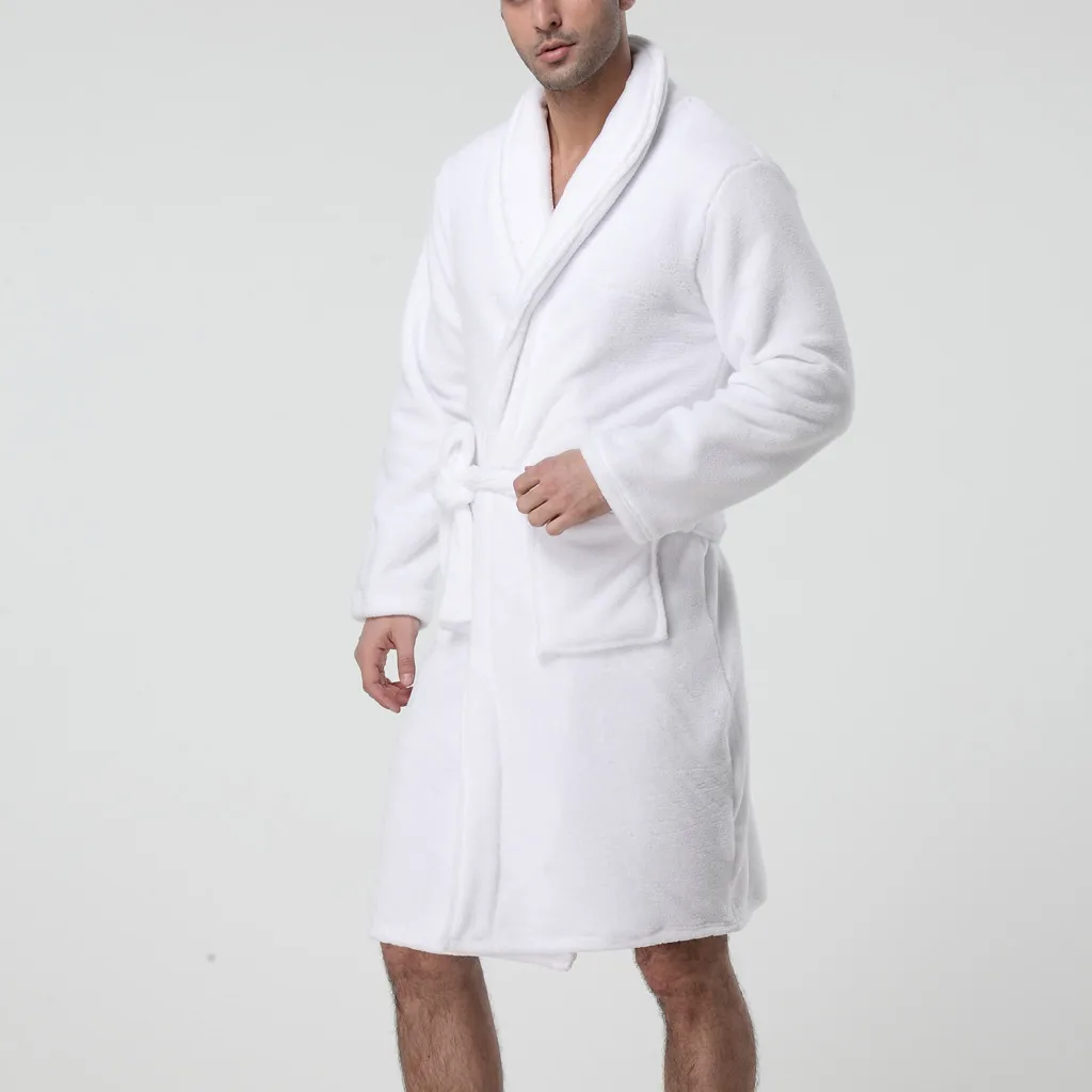 Мужские зимние теплые халаты толстые удлиненные плюшевые шали халат кимоно Домашняя одежда с длинными рукавами накидка халат пеньюар мужской@ 50