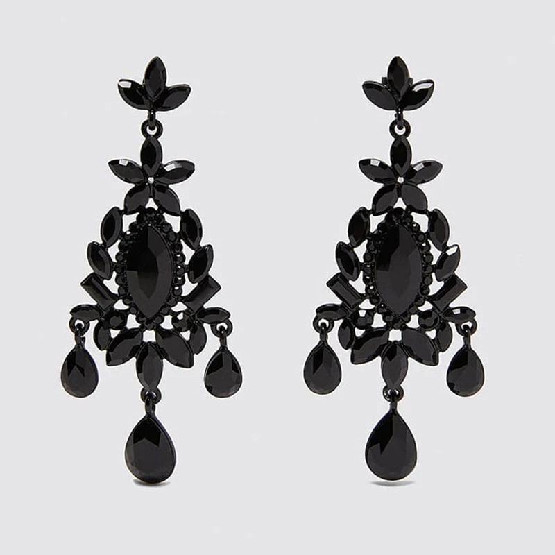 Dvacaman ZA, черные серьги-капли из смолы/кристаллов для женщин, Boho, ручная работа, бахрома, кисточка, висячие, массивные свадебные серьги, вечерние, подарок
