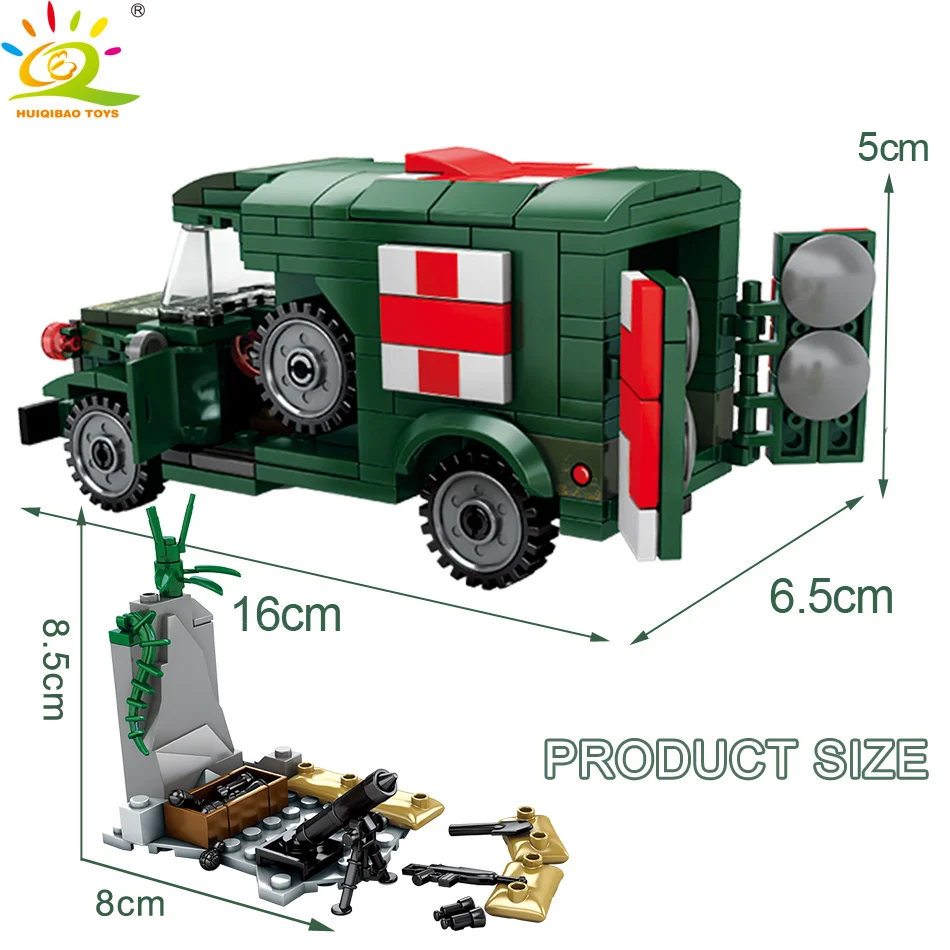 Preise HUIQIBAO SPIELZEUG 2SETS Military US Krankenwagen Soldat Figur Bausteine Für Kinder Kompatibel legoinglys WW2 Armee Lkw ziegel