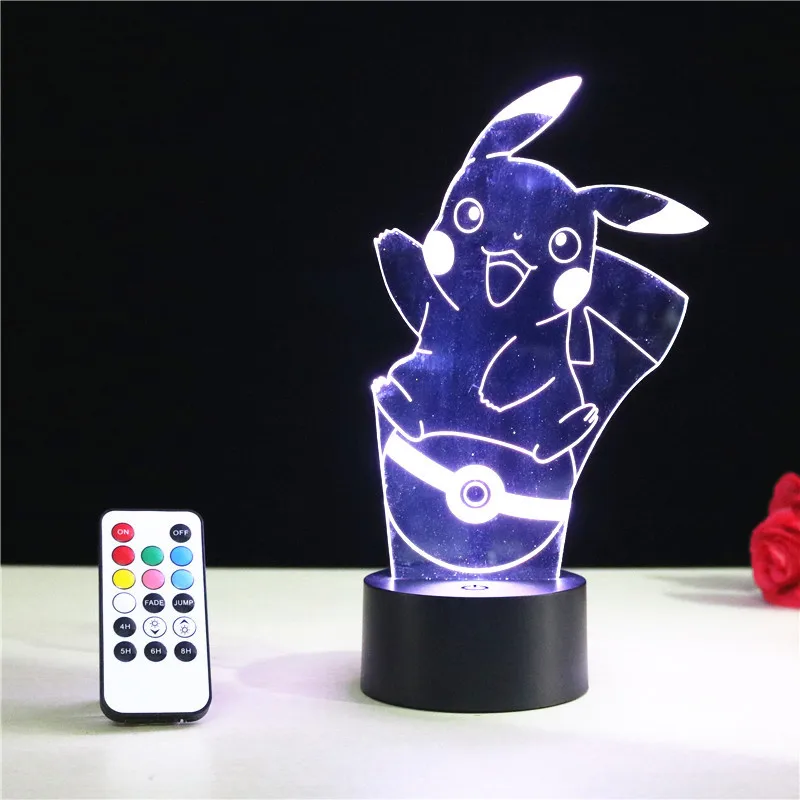 Pokemon Go фигурка 3D RGB лампа Пикачу Покемон Подарочный ночник светодиодный 7 цветов ночник