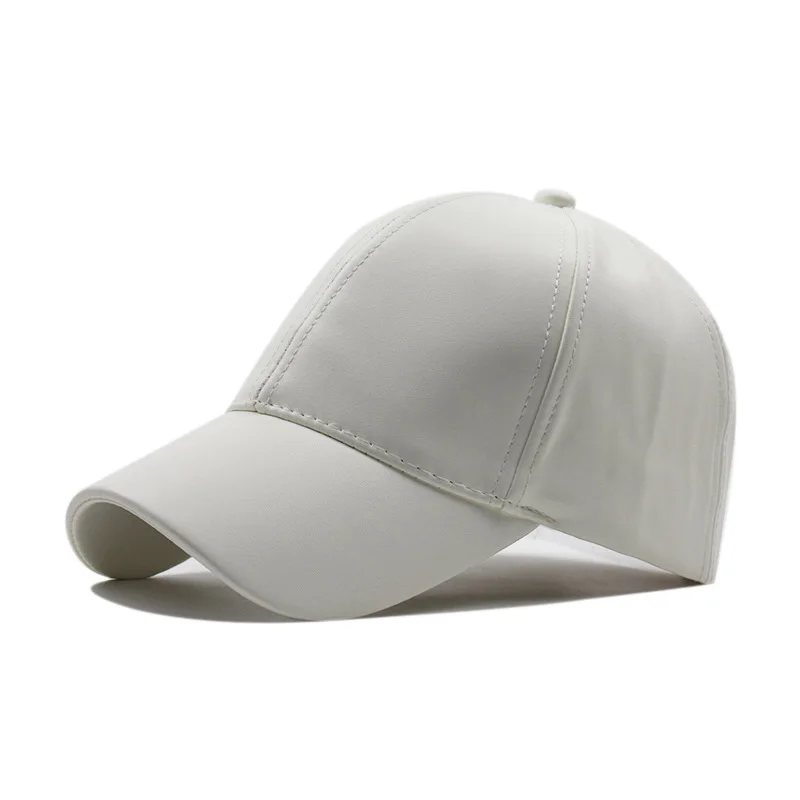 White Leather Cap FS, Высококачественная бейсболка из искусственной кожи, одноцветная, регулируемая, Осень-зима, бейсболка, s, для мужчин и женщин, Snapback, кепка, Casquette Gorras Para Hombre - Цвет: White Leather Cap