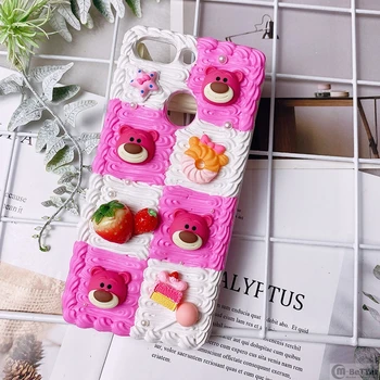 

DIY case for Xiaomi CC9/K30 pro 3D bear phone cover Mi 9/9se 10 pro handmade creamy shell redmi note7/8 pro candy food girl gift