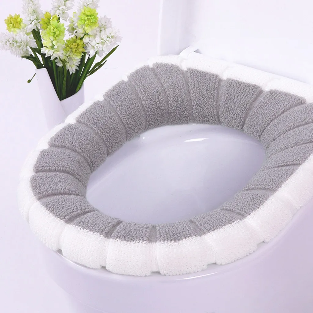 Удобный бархатный коралловый чехол для унитаза для ванной комнаты, моющийся Мягкий теплый коврик, подушка для дома# T2
