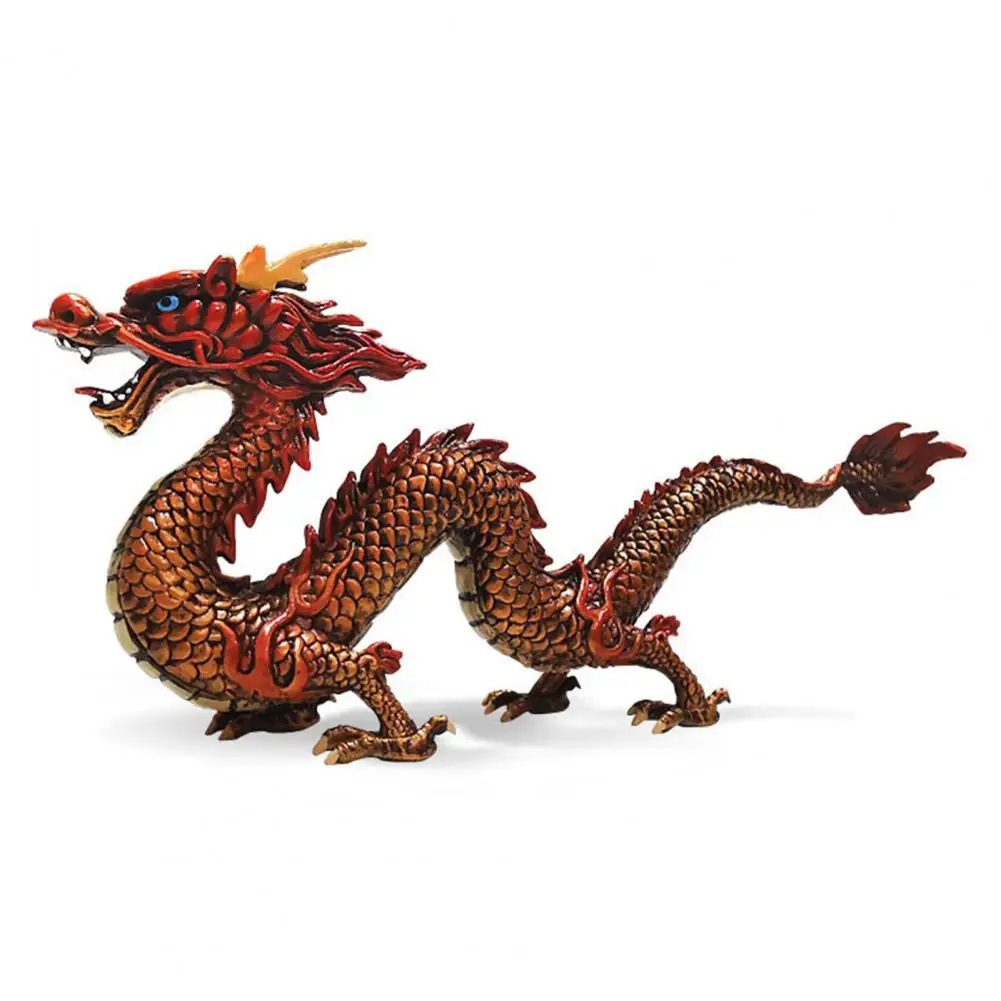 Dragon Statue Simulation Chinese Mythological Dragon Animals Model Ornament Chinese Feng Shui Dragon Statue for Home Decor Kids Gifts