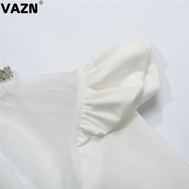 VAZN, хит, всплеск, белое, лоскутное, кружевное, сексуальное, Клубное, свежее, прозрачное, жоржет, длинный рукав, открытая, для женщин, тонкая, короткая, Тройка