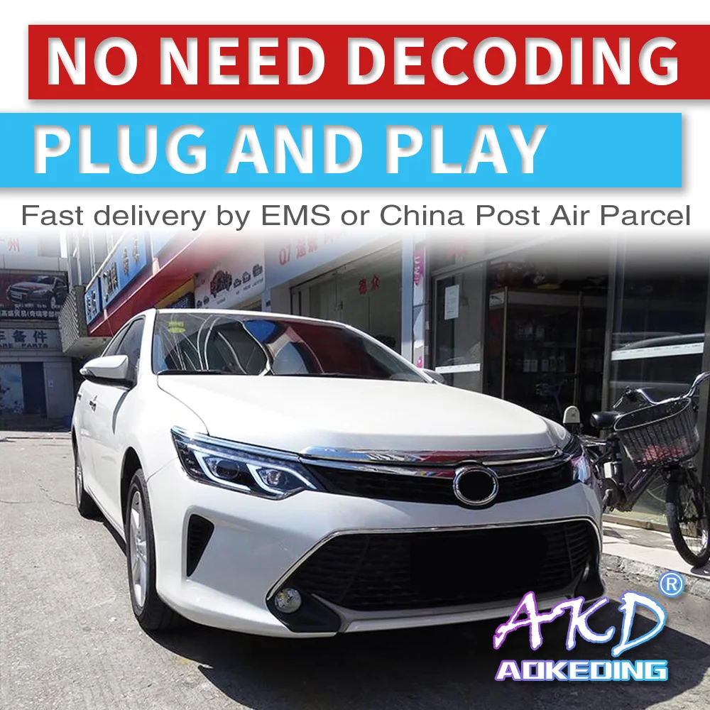 AKD тюнинг автомобильных фар для Toyota Camry- светодиодные фары DRL ходовые огни Биксеноновые лучевые огни ангельские глаза