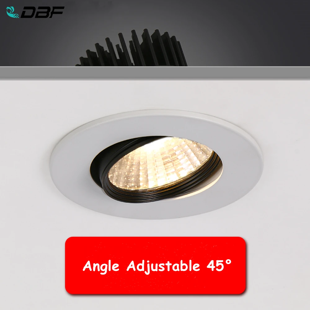 LED Downlight Recessed Ceiling Spotlight Angle Adjustable LED Recessed Downlights COB LED Spot Lights Dimmable 5W-12W