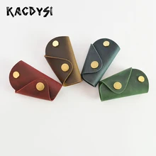 Ручная работа, винтажный держатель для ключей из воловьей кожи унисекс, качественный мужской мешочек с брелоком, сумка для ключей, Маленькая женская безопасная вешалка для ключей, простые брелки для ключей