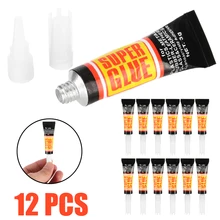 12 pçs líquido super cola superfície insensível forte adesivo rápido ferramenta de cola instantânea de madeira metal vidro adesivo papelaria reparação
