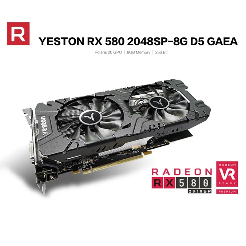 Low Price  Yeston Radeon RX 580 GPU 8GB GDDR5 256bit Gaming Desktop computer PC Video Graphics Cards support D