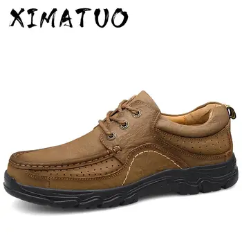 

New High Quality Men's shoes 100% Genuine Leather Casual Shoes Waterproof Work Shoes Cow Leather Loafers Sneakers Big Size 38-47