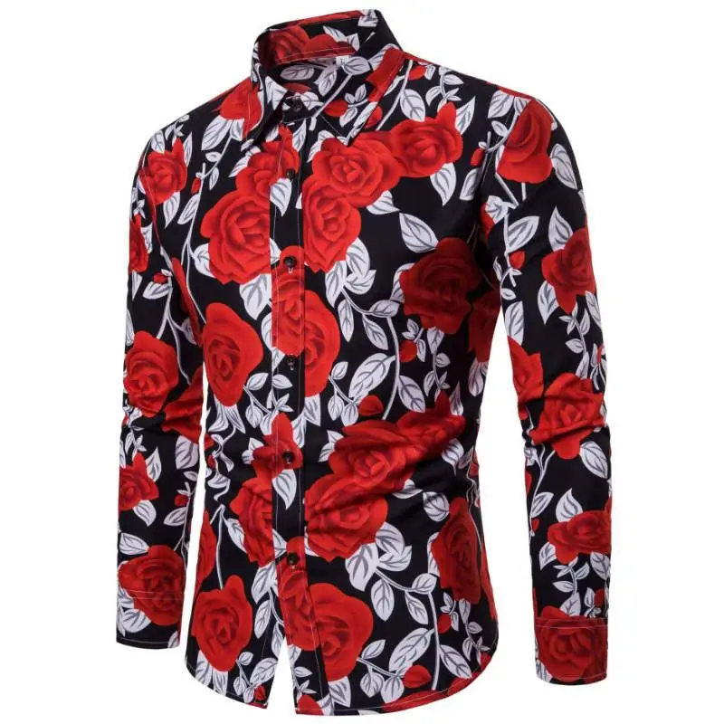 Горячая Распродажа Размер: s-xxl/2018 Новая мода цветочный принт Slim Fit рубашки мужские с длинным рукавом Повседневные рубашки 10 цветов
