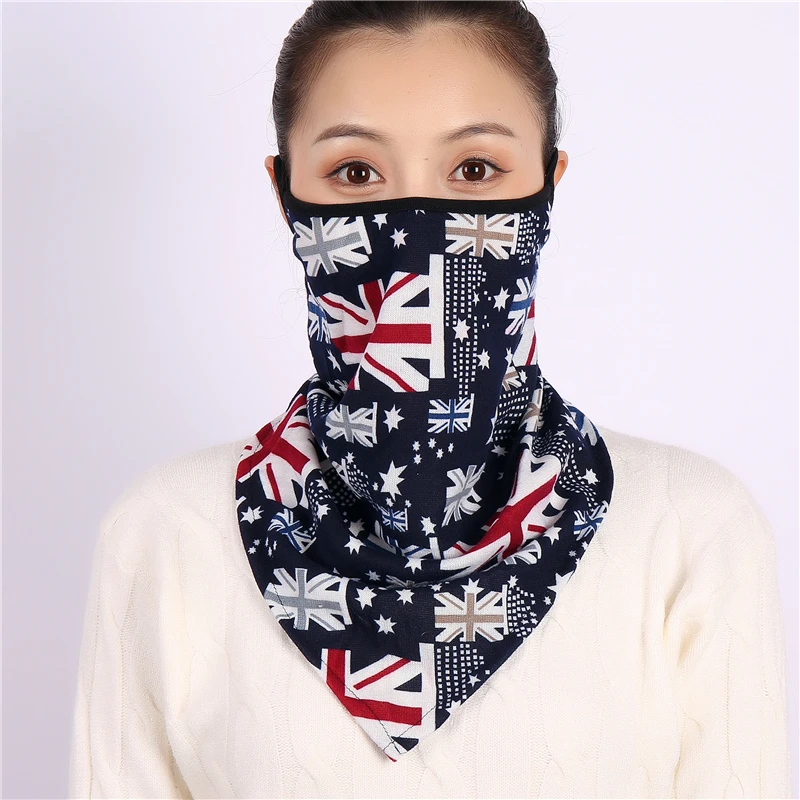 2021 Winter Face Mask Scarf Women Ring Neck Scarves Foulard Cotton Feeling Warm Fashion Print Men Outdoor Sport Unisex Bandana