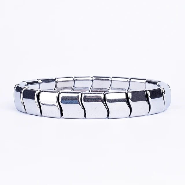 Fashion Energy Hematite Magnetic Bracelets Men Nature Silver color Hematite Charm Bracelets for Women High Polish Energy Jewelry Silver Waves