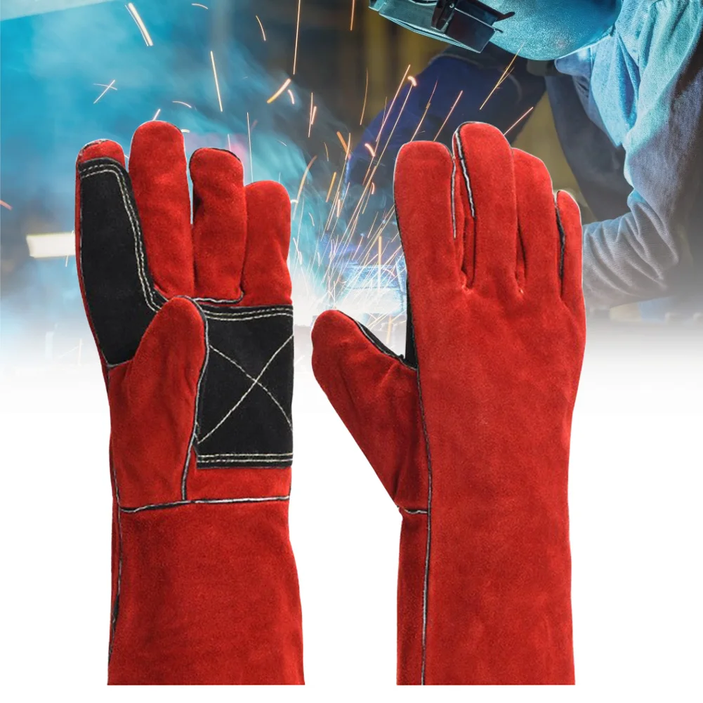 

1 Pair Welding Glove Anti Cut Safety Wear Resistant Labor Protection Pruning BBQ Faux Leather Fireproof Soft Heat Resisting Work