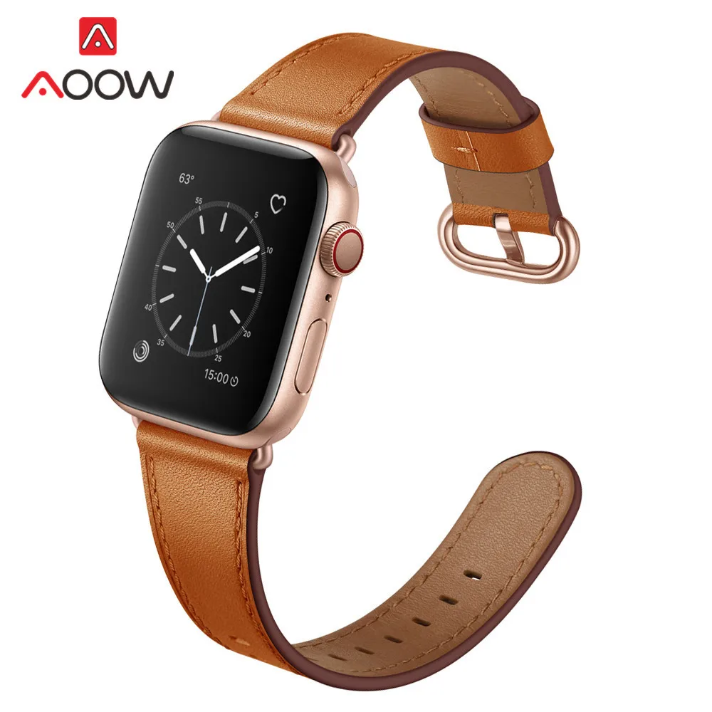 Ремешок для часов из натуральной кожи для Apple Watch 5, 4, 38 мм, 42 мм, 40 мм, 44 мм, роскошный мужской и женский браслет для iWatch 3, 2, 1
