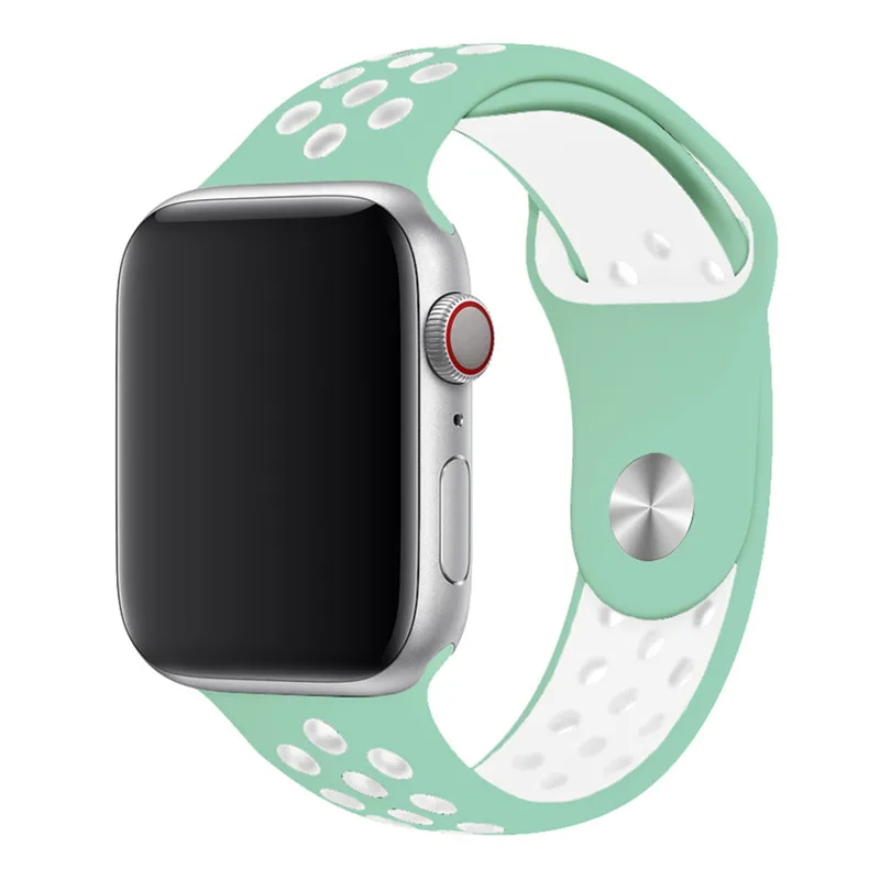 lake green white Спортивный ремешок для apple watch band 44 мм/40 мм apple watch 5 4 3 band iwatch band 5 42 мм/38 мм correa браслет ремень аксессуары для часов - Цвет ремешка: lake green white