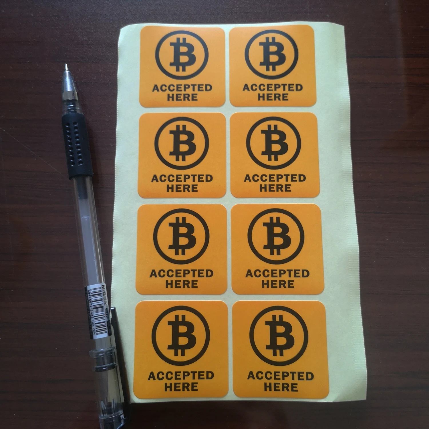 24pcs 4x4cm BITCOIN 여기에서 허용 매트 라미네이션이 있는 상점 프로모션 아트지용 자체 접착 암호화폐 라벨 스티커 -  AliExpress