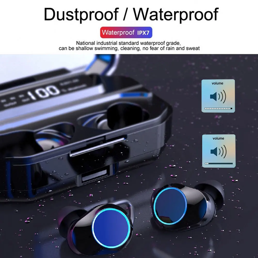 G02 Bluetooth V5.0 стерео наушники Беспроводные водонепроницаемые сенсорные наушники гарнитура 3300 мАч светодиодный чехол для зарядки