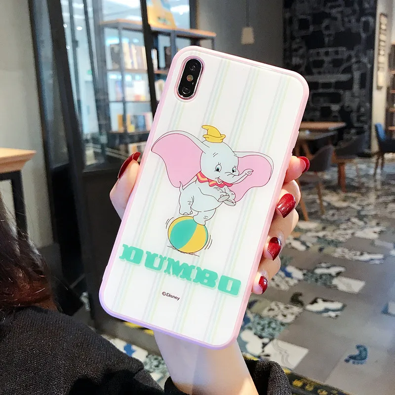 13 Для iPhone X XS MAX XR 8 8 Plus 7 7 Plus 6 6S 6S Plus закаленное стекло милый мультяшный слон чехол Блестящий Бампер Защитный ковер - Цвет: 13