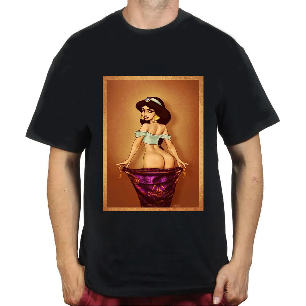 

Vintage Aladdin Jasmine Romantic Night T-Shirt Women's Print Fun Harajuku Street T-shirt Gothic Harajuku Cotton White Top
