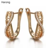 Fashion Copper Golden Natural Zirconia Stud Earrings Metal Material Quality Female Wedding Jewelry Earrings Accessories Gifts ► Photo 2/4